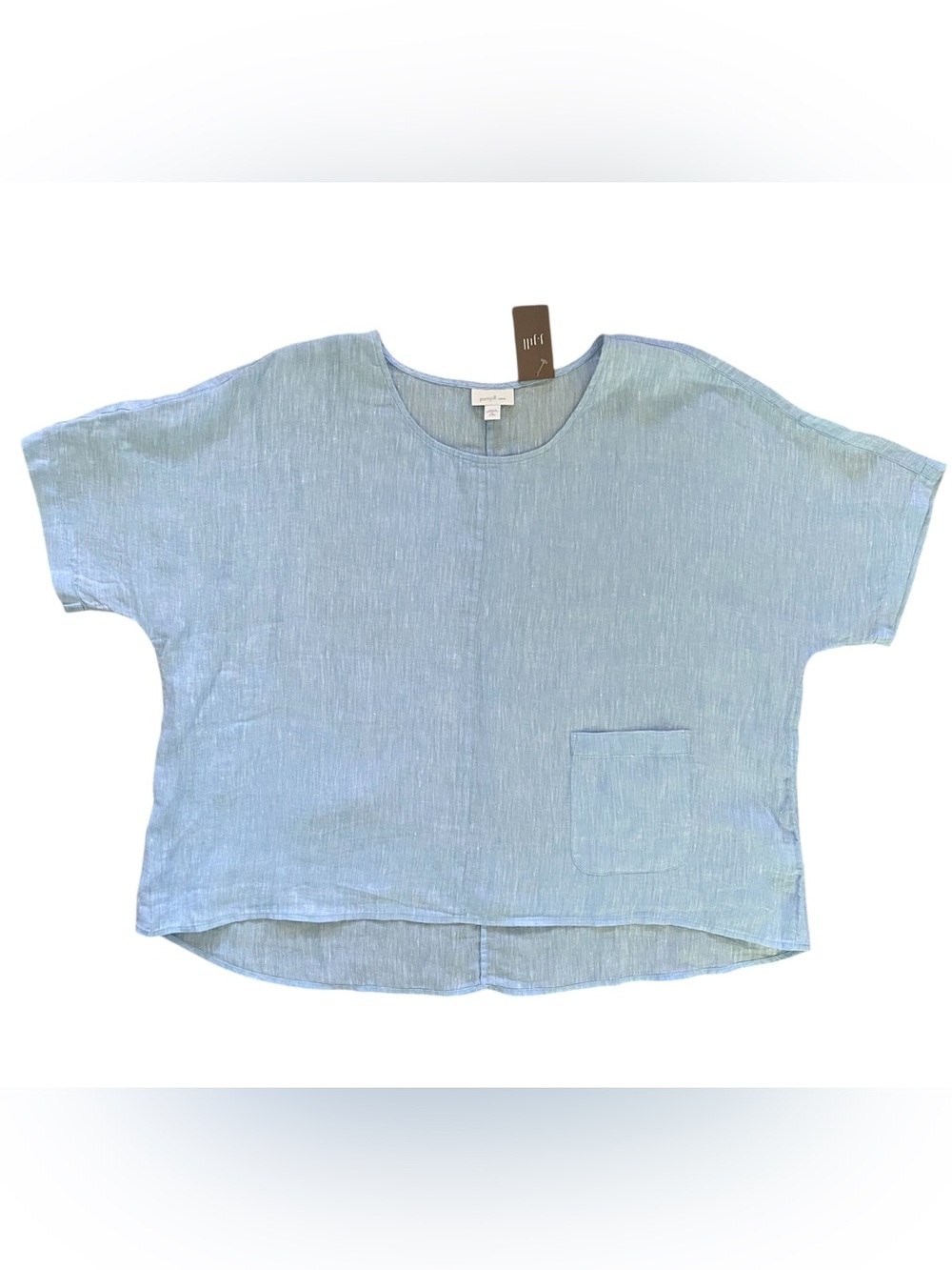NWT J.Jill 100% Linen Blouse Women's Size XLP Petite Light Blue Lightweight